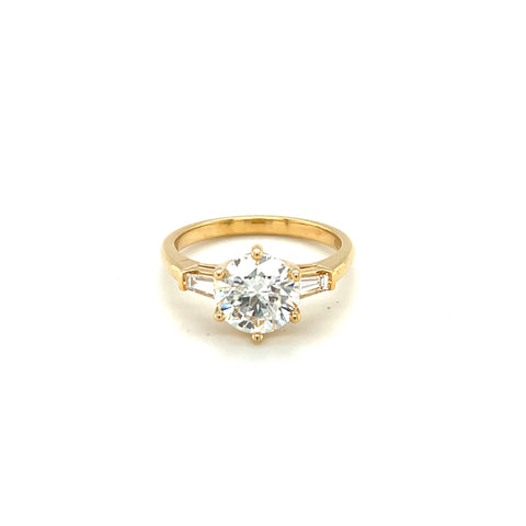 18kt yellow and white gold 1.50ct with tapered baguette shoulder diamond ring -  Paddington Jeweller - OJ Co