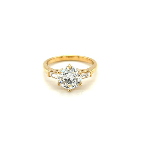 18kt yellow and white gold 1.50ct with tapered baguette shoulder diamond ring -  Paddington Jeweller - OJ Co