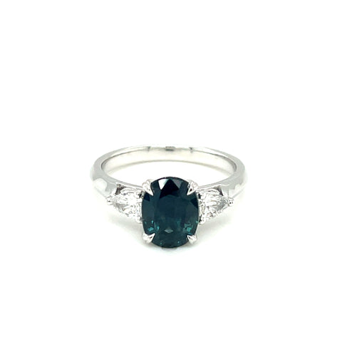 Custom made for Charlotte - Platinum  Sapphire 9x7mm 2.63kt and Diamond Ring -  Paddington Jeweller - Ojco