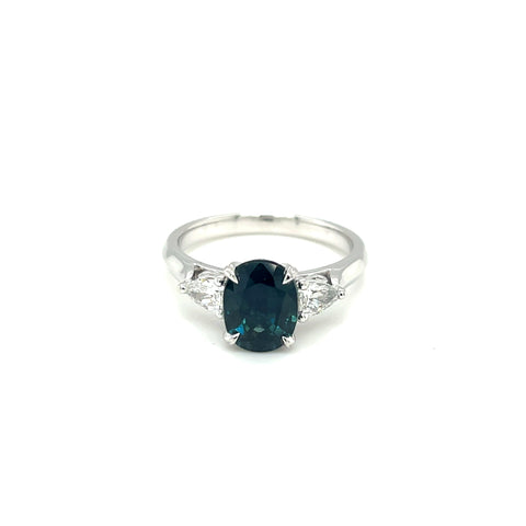 Custom made for Charlotte - Platinum  Sapphire 9x7mm 2.63kt and Diamond Ring -  Paddington Jeweller - Ojco