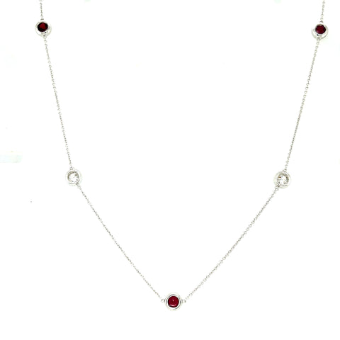 Custom made for Rebecca  - 9kt White Gold Ruby and Diamond  Necklace ( customers Rubies and Diamonds) -  Paddington Jeweller - Ojco