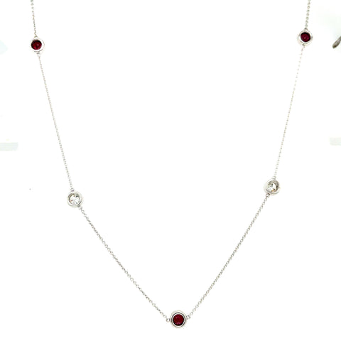 Custom made for Rebecca  - 9kt White Gold Ruby and Diamond  Necklace ( customers Rubies and Diamonds) -  Paddington Jeweller - Ojco