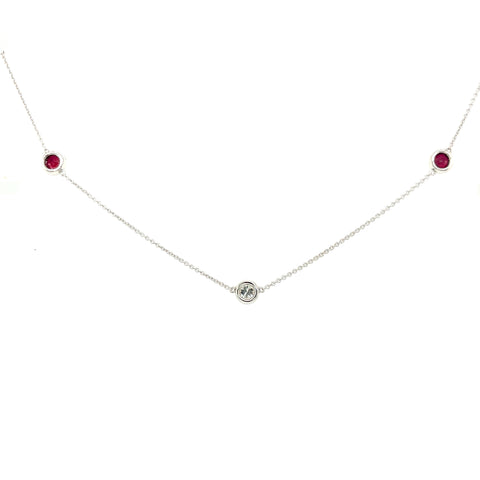 Custom made for Rebecca  - 9kt White Gold Ruby and Diamond  Necklace ( customers Rubies and Diamonds) -  Paddington Jeweller - Ojco