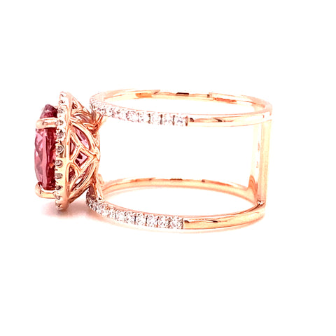 Custom Made  - 9kt Rose Gold Pink Tourmarine and Diamond Ring -  Paddington Jeweller - Ojco