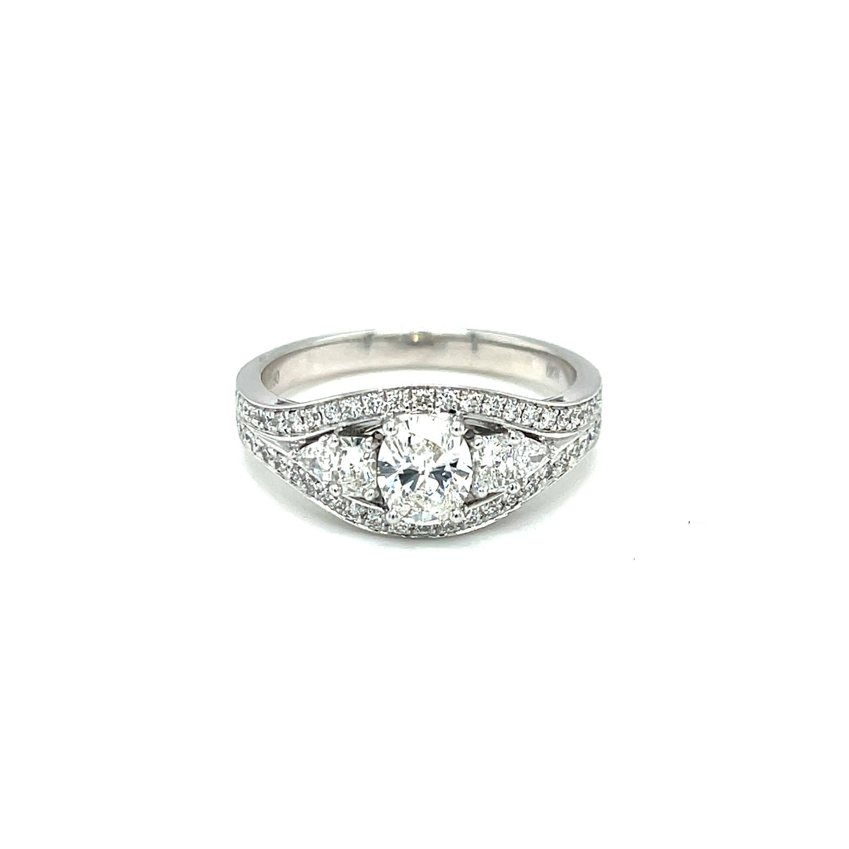 Custom Made for Janice - 18 Karat White Gold Diamond Cocktail Ring (3 of main Diamonds + some melee provided by Customer) -  Paddington Jeweller - Ojco