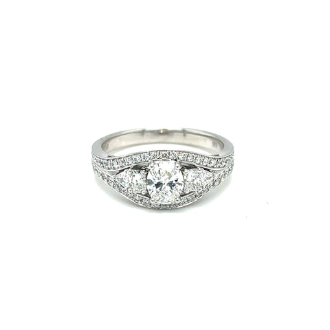 Custom Made for Janice - 18 Karat White Gold Diamond Cocktail Ring (3 of main Diamonds + some melee provided by Customer) -  Paddington Jeweller - Ojco