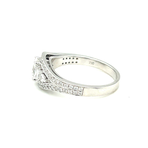 Custom Made for Janice - 18 Karat White Gold Diamond Cocktail Ring (3 of main Diamonds + some melee provided by Customer) -  Paddington Jeweller - Ojco