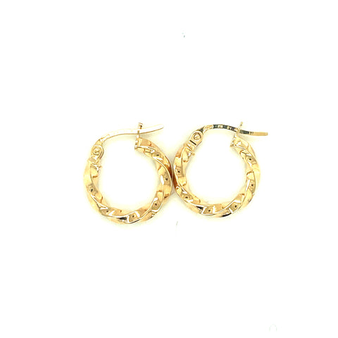9kt Yellow Gold10mm x 2.3mm twisted Hoop Earrings in -  Paddington Jeweller - Ojco