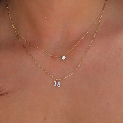 NOM Double Diamond Letter Necklace in 9kt Gold -  Paddington Jeweller - Ojco