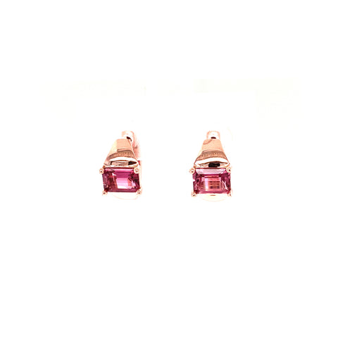 Custom made - 1.86ct Emerald Cut Pink Tourmaline 9kt Rose Gold Huggies -  Paddington Jeweller - OJ Co