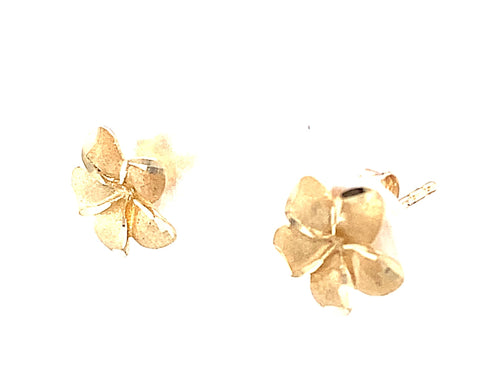 Brushed Flower Stud Earrings in 9kt Yellow Gold -  Paddington Jeweller - OJ Co