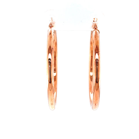 9kt Rose Gold 30x2.5mm Plain Hoop Earrings -  Paddington Jeweller - OJ Co