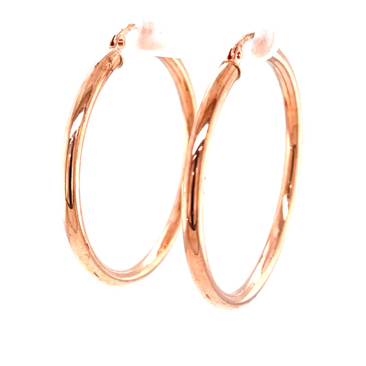 9kt Rose Gold 30x2.5mm Plain Hoop Earrings -  Paddington Jeweller - OJ Co