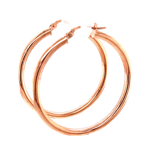 9kt Rose Gold 30x2.5mm Plain Hoop Earrings -  Paddington Jeweller - OJ Co