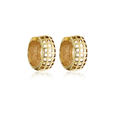 10mm Half Round Checkered Huggie Earrings in 9kt Yellow Gold -  Paddington Jeweller - OJ Co