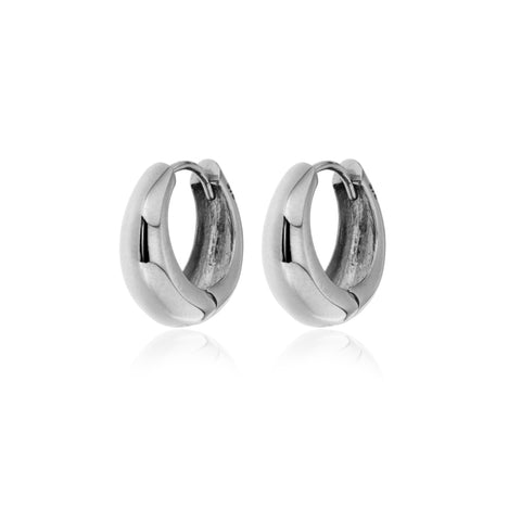 10mm Graduated Round Huggie Earrings in 9kt White Gold -  Paddington Jeweller - OJ Co