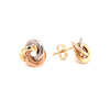 Three Tone 10mm Flat Knot Stud Earrings in 9kt Gold -Paddington Jeweller - OJ Co