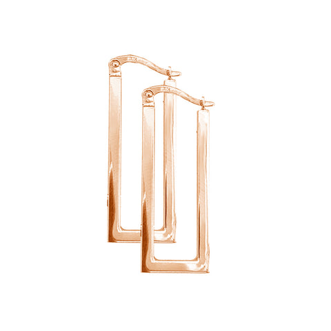 25mm Square Tube Rectangle Hoop Earrings in 9kt Rose Gold -  Paddington Jeweller - OJ Co