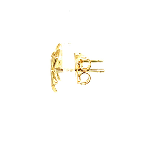 9kt Yellow Gold Shiny Flower Studs Earrings -  Paddington Jeweller - OJ Co