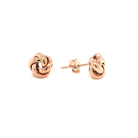 8mm Shiny Knot Stud Earrings in 9kt Rose Gold -  Paddington Jeweller - OJ Co