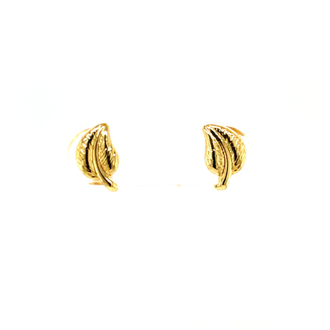 9kt Yellow Gold Leaf Studs Earrings -  Paddington Jeweller - OJ Co