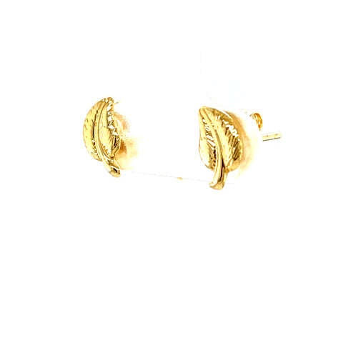 9kt Yellow Gold Leaf Studs Earrings -  Paddington Jeweller - OJ Co