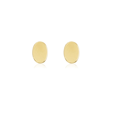 8mm Flat Oval Stud Earrings in 9kt Yellow Gold -  Paddington Jeweller - OJ Co