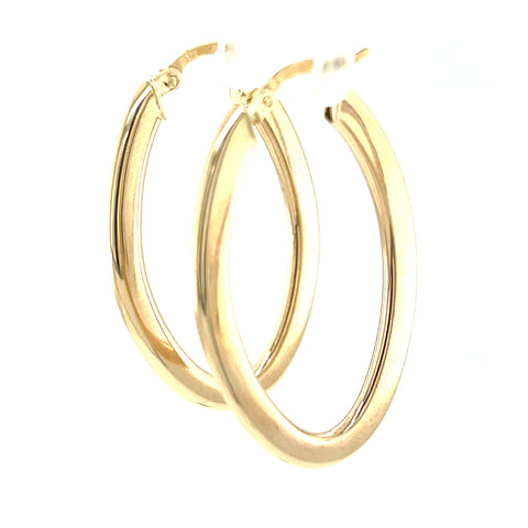 9kt Yellow Gold 35x4mm Flat Tube Oval Hoop Earrings -  Paddington Jeweller - OJ Co