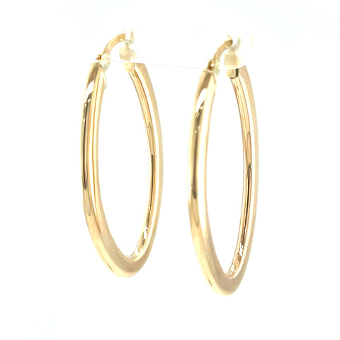 9kt Yellow Gold 35x4mm Flat Tube Oval Hoop Earrings -  Paddington Jeweller - OJ Co