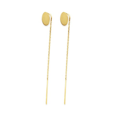 Circle Drop Thread Earrings in 9kt Yellow Gold -  Paddington Jeweller - OJ Co