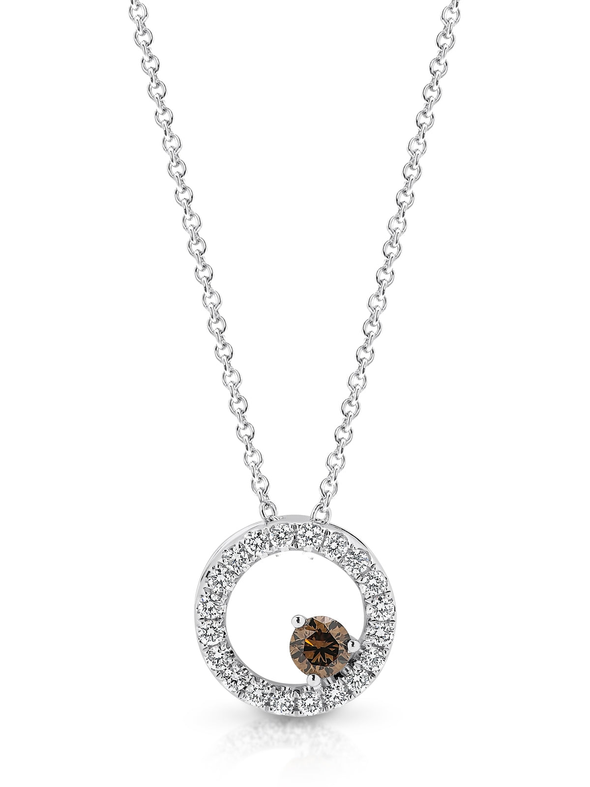 0.15ct Australian Chocolate Diamond and 0.20ct White Diamonds Circle Pendant and Chain -  Paddington Jeweller - OJ Co