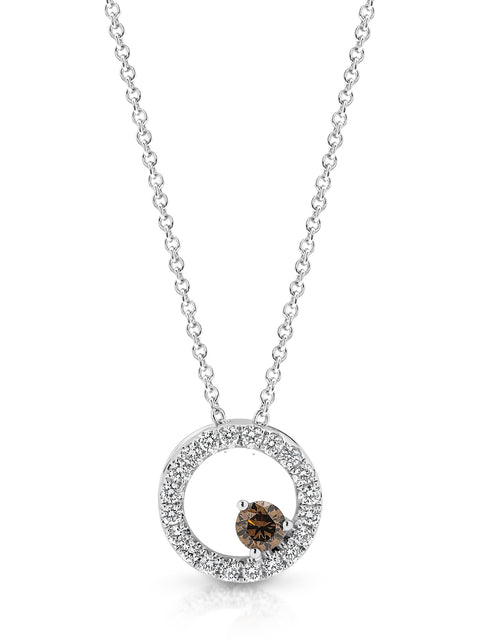 0.15ct Australian Chocolate Diamond and 0.20ct White Diamonds Circle Pendant and Chain -  Paddington Jeweller - OJ Co