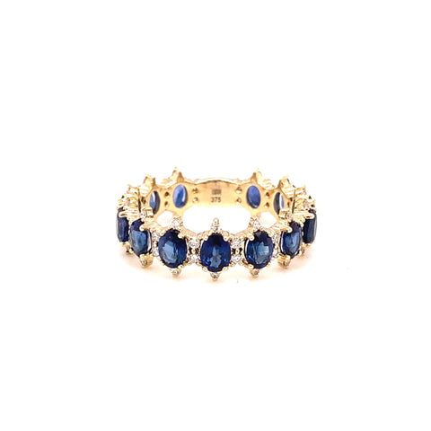 Custom made for Emily - Blue sapphire & diamond eternity ring in 9K Yellow Gold_740188_ -  Paddington Jeweller - OJ Co