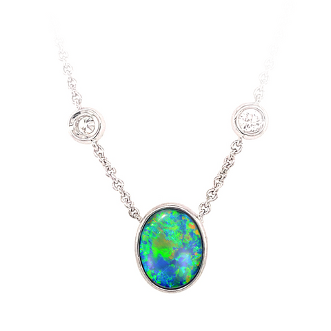 Custom Made for Sally - 9kt white gold set with customers black opal and diamond -  Paddington Jeweller - OJ Co