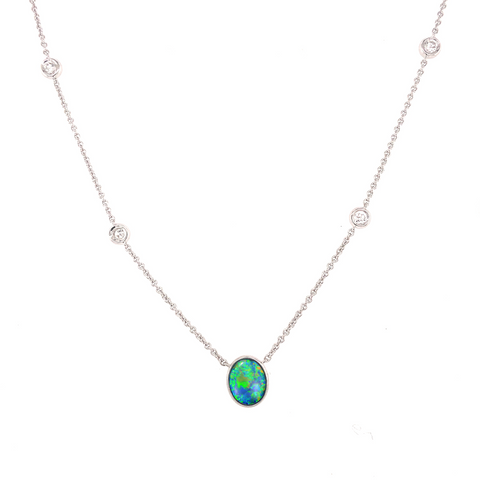 Custom Made for Sally - 9kt white gold set with customers black opal and diamond -  Paddington Jeweller - OJ Co