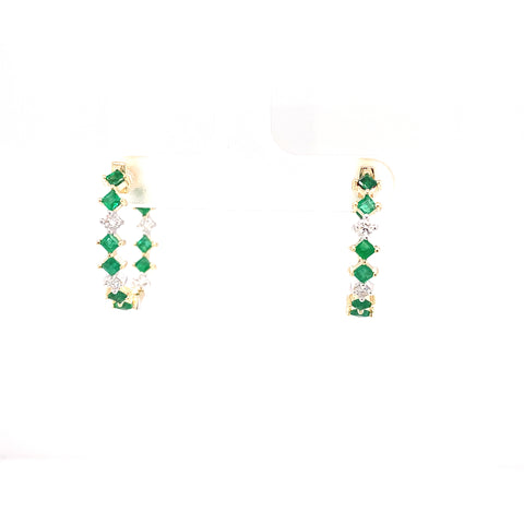 Custom made for Barbara -  Emerald and diamond hoop earrings in 9K Yellow Gold - 740211 -  Paddington Jeweller - OJ Co