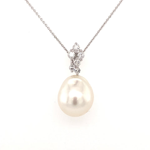 Custom made South Sea Pearl and diamond pendant ( Customer South Sea Pearl and Diamonds) -  Paddington Jeweller - OJ Co