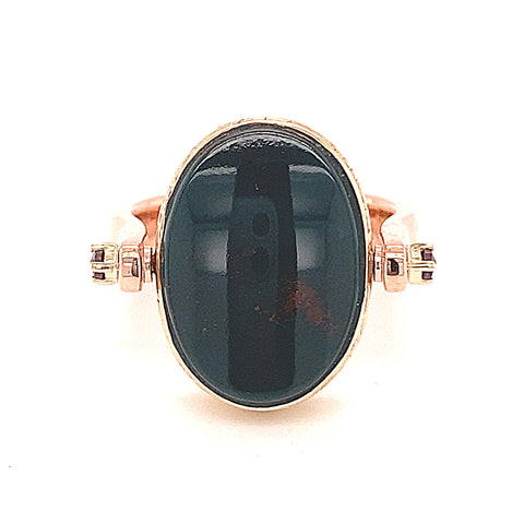 Custom Made  for Polly - Blood stone, Ruby & Garnet double sided ring in 9K Yellow/Rose Gold(customer supply all stones)) -  Paddington Jeweller - OJ Co
