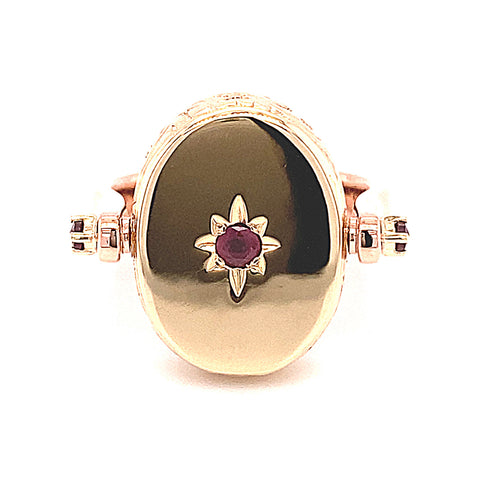 Custom Made  for Polly - Blood stone, Ruby & Garnet double sided ring in 9K Yellow/Rose Gold(customer supply all stones)) -  Paddington Jeweller - OJ Co