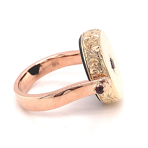 Custom Made  for Polly - Blood stone, Ruby & Garnet double sided ring in 9K Yellow/Rose Gold(customer supply all stones)) -  Paddington Jeweller - OJ Co