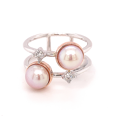 Custom Made  for Polly -_Freshwater Pearl & Diamond Ring and Earrings set (customer supply some pearls & Diamonds)) -  Paddington Jeweller - OJ Co