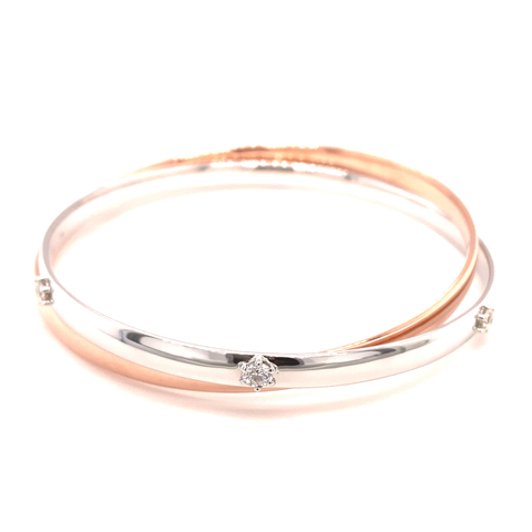 Custom Made for Odette - 14Karat Rose and White Gold Russian Bangle (Diamonds provided by Customer) -  Paddington Jeweller - OJ Co