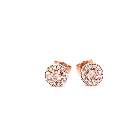 Custom Made for Odette - 14Karat Rose and White Gold Diamond stud earrings (Diamonds provided by Customer) -  Paddington Jeweller - OJ Co