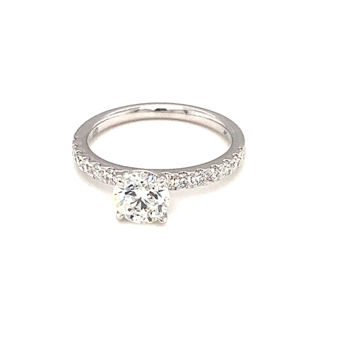 Custom Made for Charlortte - 18kt white gold 0.70ct centre stone with 0.26ct shoulder stones -  Paddington Jeweller - OJ Co