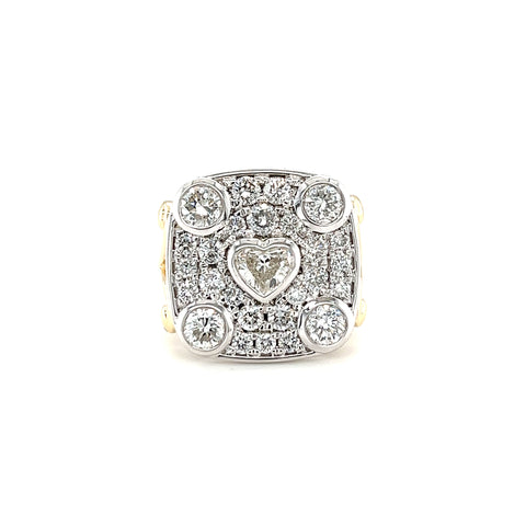 Custom Made for Leanne -  18kt yellow and white gold 2.15ct diamond ring , customer diamonds -  Paddington Jeweller - Ojco