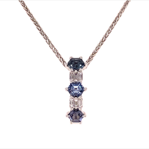 Custom made for Paddington Jeweller - Blue/purple Spinel  & Diamond Enhancer in 18K White Gold -  Paddington Jeweller - Ojco