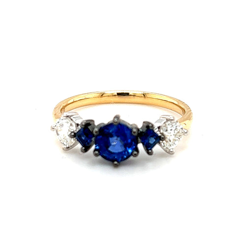 Custom Made for Meg - Blue Sapphire & Heart Diamond ring in 18KG(Centre Sapphire & 2 Heart Diamonds provided by Customer) -  Paddington Jeweller - Ojco