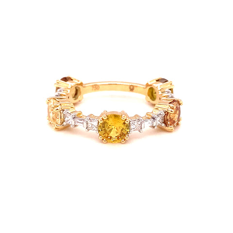 Custom made - Untreated Colour Gradating Yellow Sapphire & Diamond Eternity ring in 18K Yellow Gold -  Paddington Jeweller - Ojco