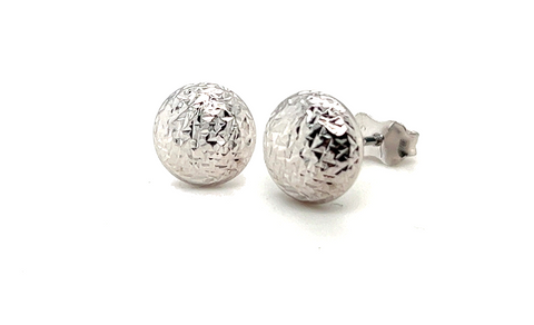 9kt White Gold 9mm Diamond Cut Button Studs -  Paddington Jeweller - Ojco