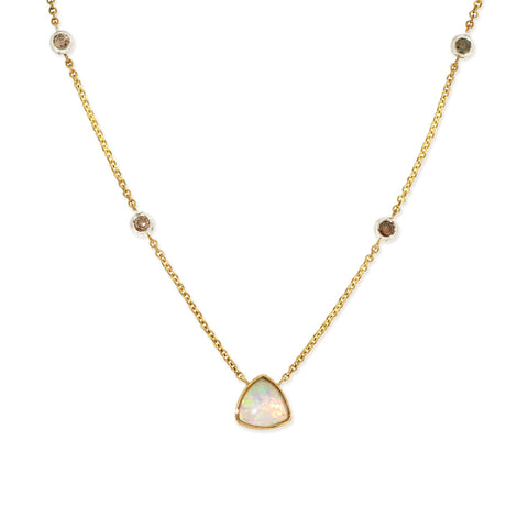 Light Opal and Diamond Necklace in 9kt White Gold -  Paddington Jeweller - OJ Co